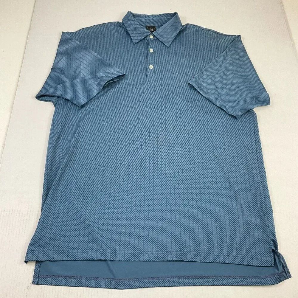 Dunning Mens Golf Polo Shirt Blue Short Sleeve Performance Button Top Size XL